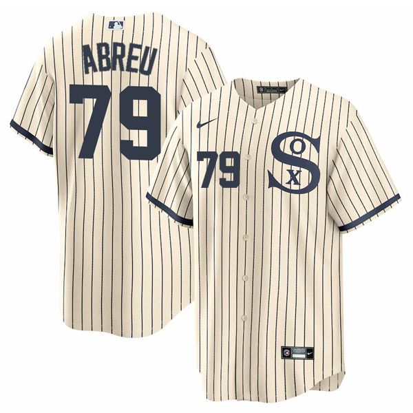 Men Chicago White Sox #79 Abreu Cream stripe Dream version Game Nike 2021 MLB Jersey